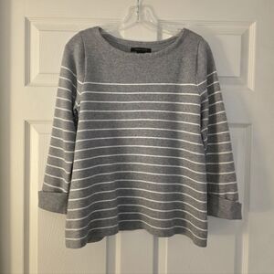 Gray and White Striped Sweater
